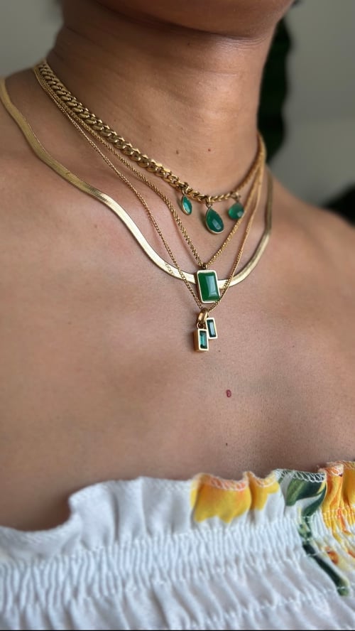 Image of TRI ME • Triple Green Onyx Necklace