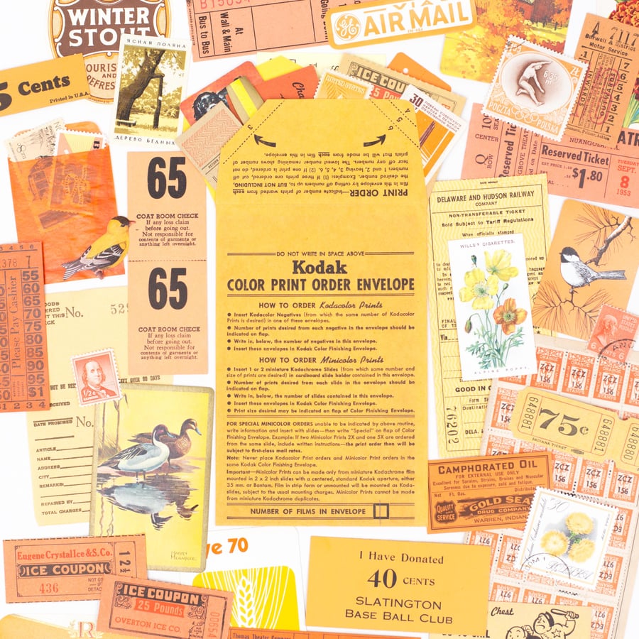 Image of Kodak Photo Envelope with Orange & Yellow Ephemera