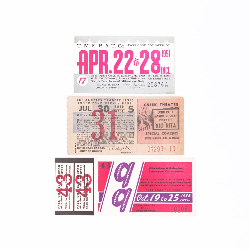 Image of Pink & Purple Transit Tickets - Set of 3