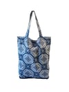 Foldable Batik Tote Leaves Blue