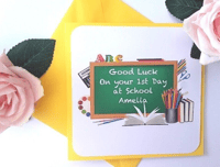 Image 4 of Personalised First Day at School Card,Good luck at school card,1st day at School, 5 colours