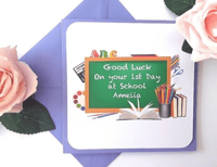 Image 5 of Personalised First Day at School Card,Good luck at school card,1st day at School, 5 colours