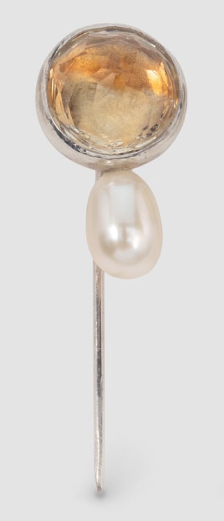 Image of Citrine and Freshwater Pearl Pin