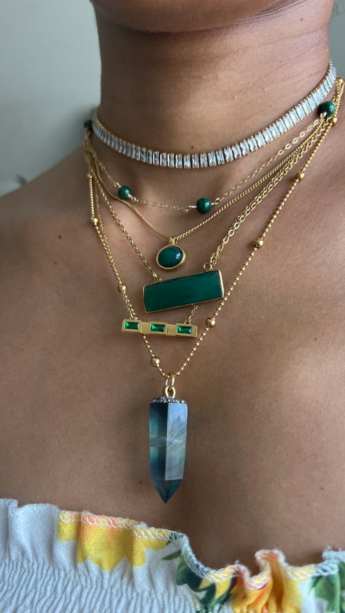 Image of CHIVE • Green Agate Necklace