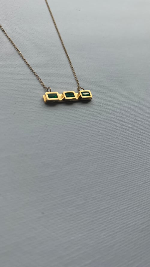 Image of KIWI • Triple Green CZ Bar Necklace