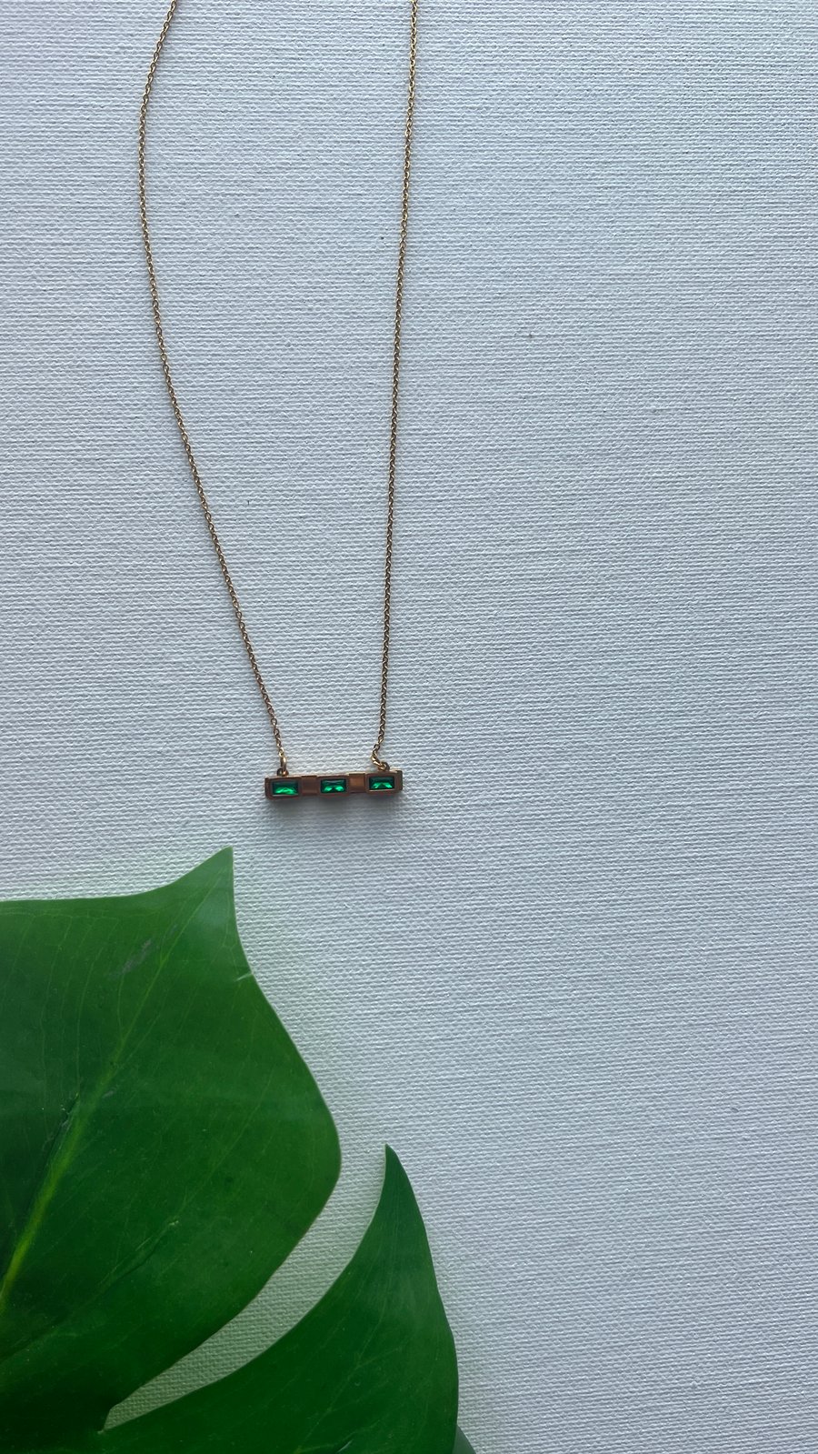 Image of KIWI • Triple Green CZ Bar Necklace