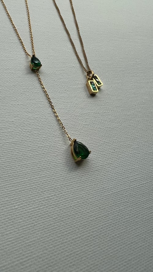 Image of JUNGLE LOVE • Green CZ Necklace Set