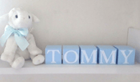 Image 1 of Hand painted baby boy wood name blocks, new baby gift,wood baby blocks,alphabet wood blocks