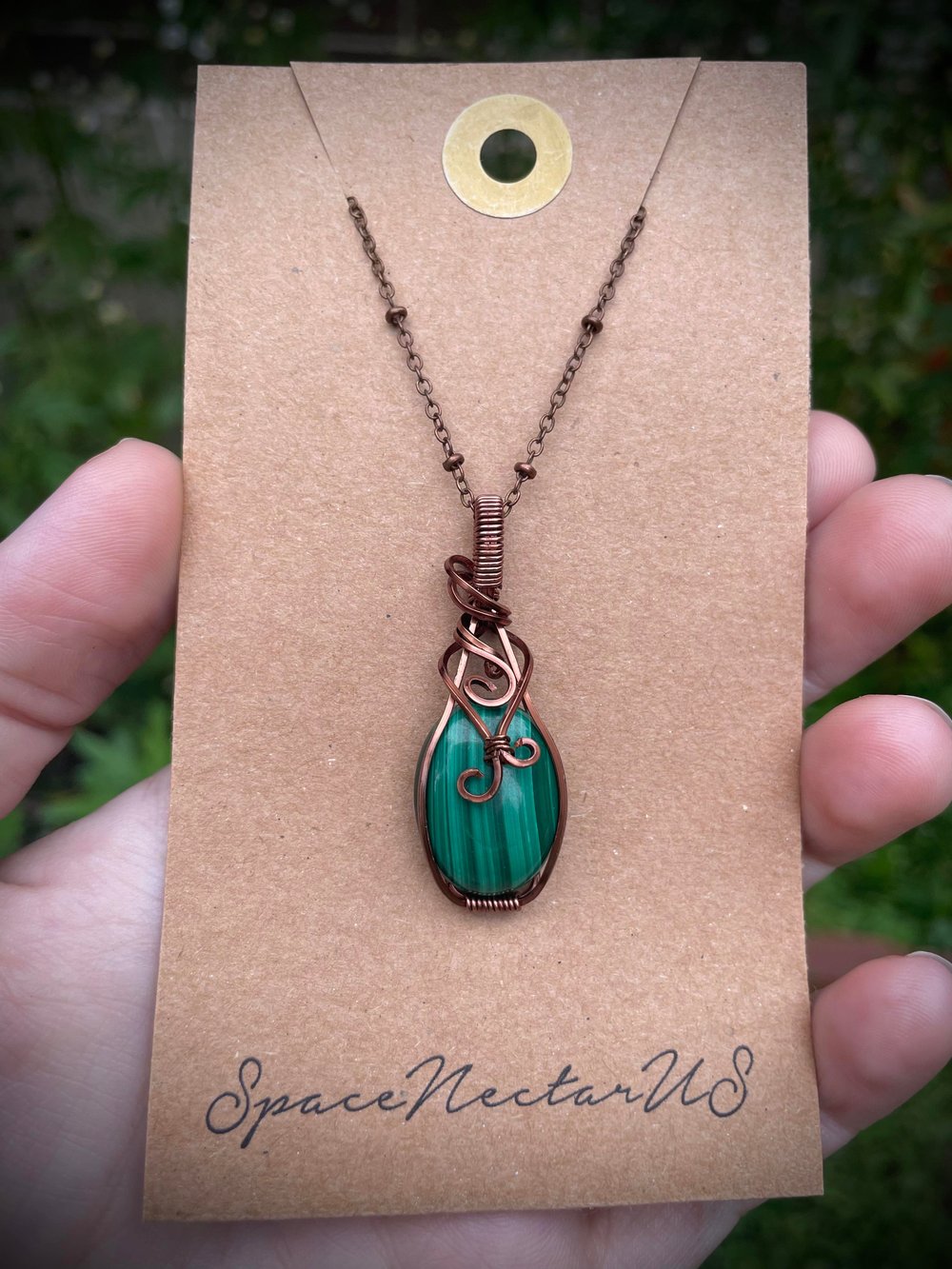 dainty malachite necklace