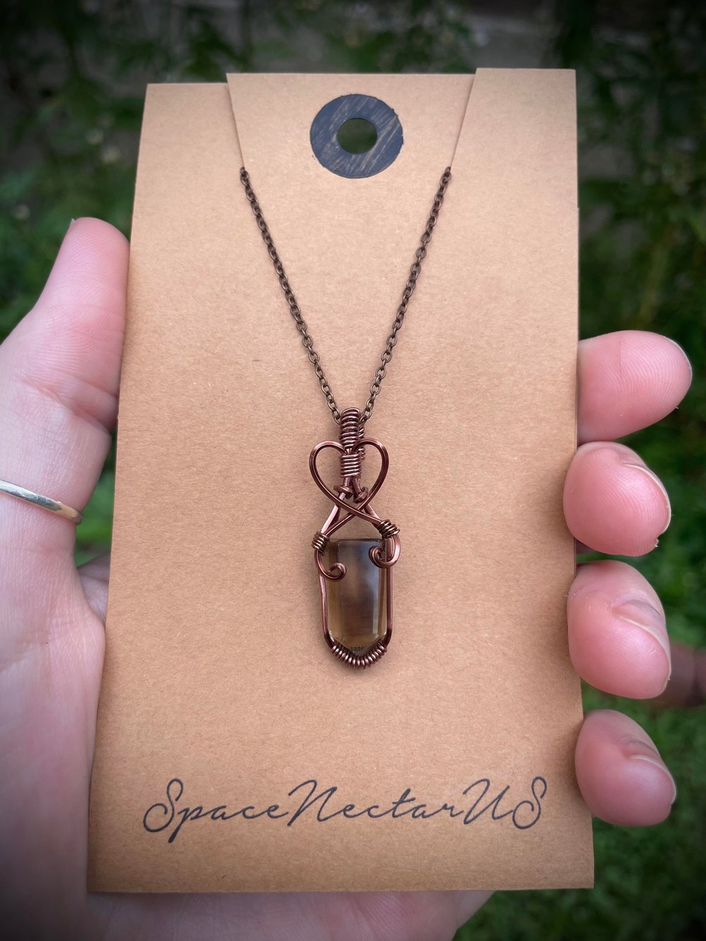 small smoky quartz point necklace