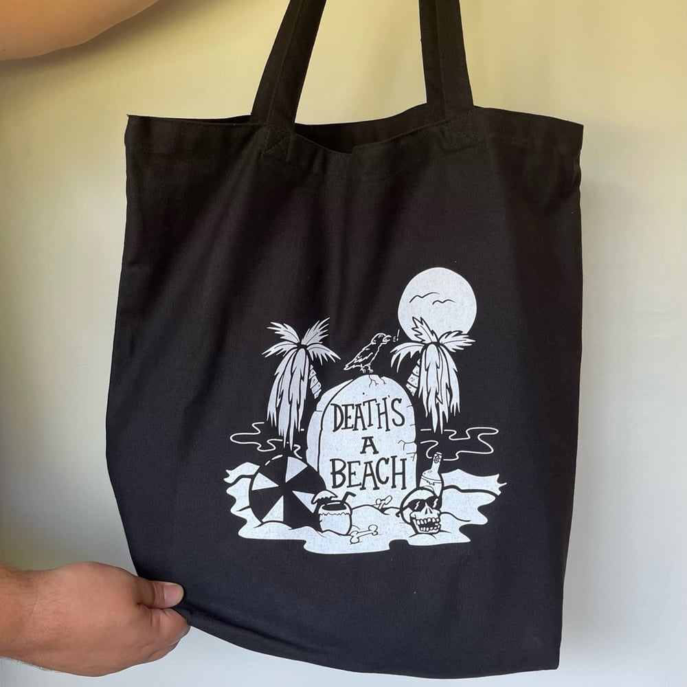 DEATH'S A BEACH Oversize 17.5" x 20" Beach Bag Tote