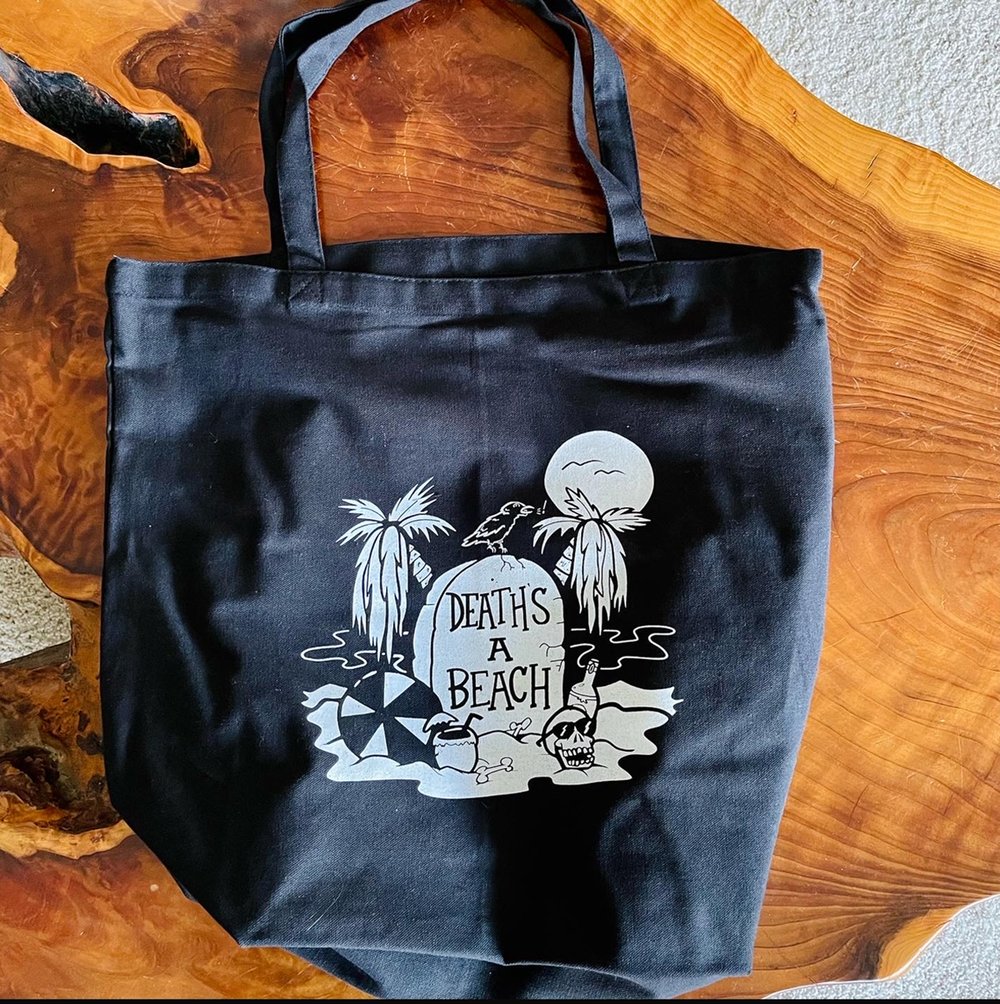 DEATH'S A BEACH Oversize 17.5" x 20" Beach Bag Tote