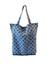Foldable Batik Tote - Kawung Tile Blue