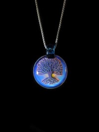 Image 2 of Psychedelic tree pendant backed in glopal.