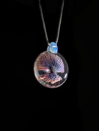 Image 3 of Psychedelic tree pendant backed with crushed opal and glopal bale.