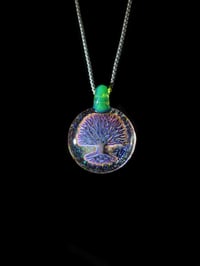 Image 2 of Psychedelic tree pendant backed with crushed opal and a sea slyme bale. 