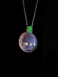 Image 3 of Psychedelic tree pendant backed with crushed opal and a sea slyme bale. 