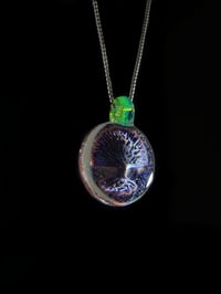 Image 4 of Psychedelic tree pendant backed with crushed opal and a sea slyme bale. 