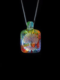 Image 1 of Psychedelic tree pendant with wigwag, uv & dichro backing 🔥