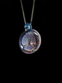 Image 1 of Psychedelic tree pendant backed with crushed opal and a stargazer bale.