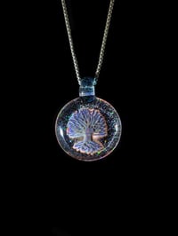 Image 2 of Psychedelic tree pendant backed with crushed opal and a stargazer bale.