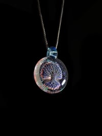 Image 3 of Psychedelic tree pendant backed with crushed opal and a stargazer bale.