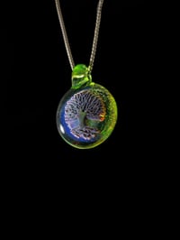 Image 1 of Psychedelic tree pendant backed with opal lime.