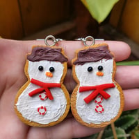 Peppermint Snowman Cookie Earrings 