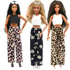 11.5 Inch Snow Leopard Print Pants Doll Pants Doll Clothes Vest Casual Pants Floral Print Palazzo Lo