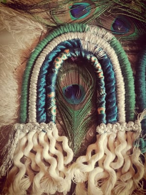 Peacock inspired macrame rainbow 