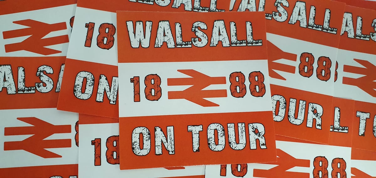Pack of 25 7x7cm Walsall On Tour Football/Ultras Stickers.