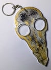Gold & Black Patina Bird Skull Resin Keychain