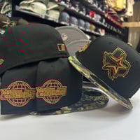 Image 2 of New Era 59Fifty Black Flecktarn Camo Metallic Copper Bonaire Green