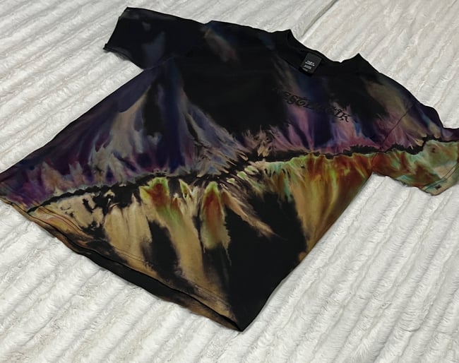 REVERSE ICE DYED T SHIRT (Purple Rain And Fire)