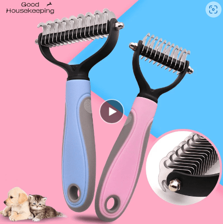 Image of Pets Fur Knot Cutter Dog Grooming Shedding Tools Pet Cat Hair Removal Comb Brush Double sided