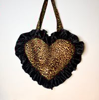 Image 3 of Leopard Luxe Heart Satin Ruffle Bag