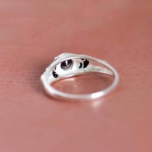 Image of Wine Red Garnet round cut vintage style silver ring