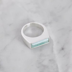 Image of Amazonite bevel cut silver signet ring