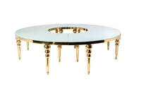 Image 1 of Full serpentine table  4 halfs  Gold white  with white Glass top