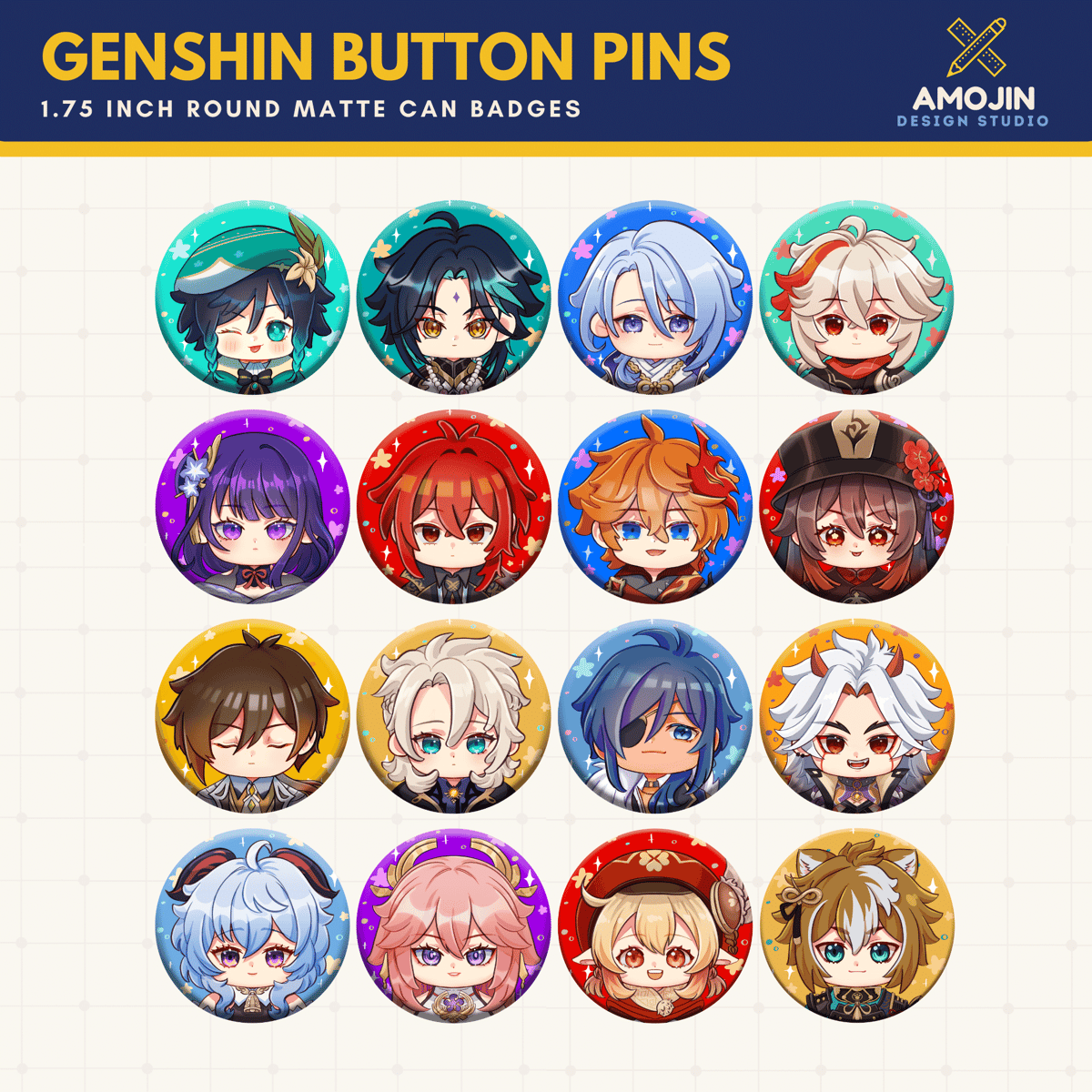 Genshin Pins - Xiao Badge Button Collection Enamel Pin