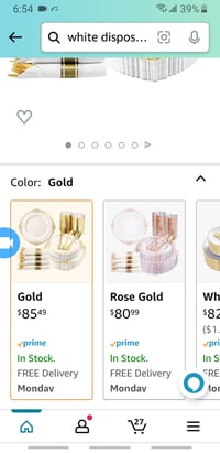 Image 4 of Gold and white disposable plates and spoon set 