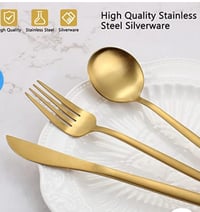 Image 1 of Stainless steel silverware  3 per set ( Gold spoons, fork, knife) 