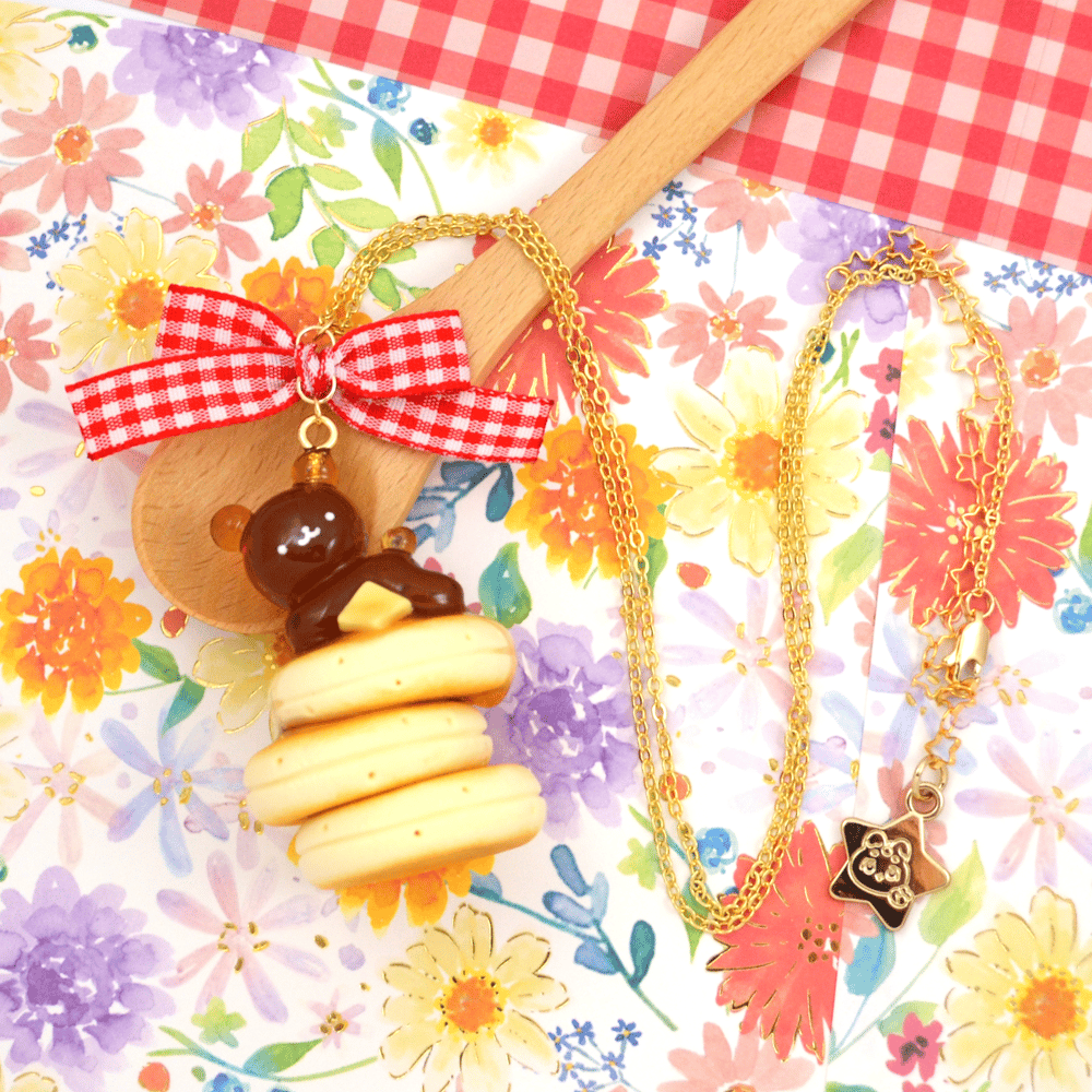Pancakes And Syrup Bear Necklace