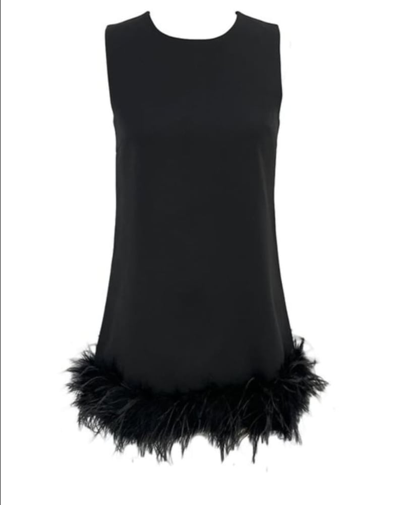 Image of Black Feather Sheath Dress 