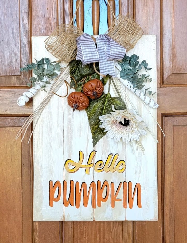 Image of Hello Pumpkin Fall Door Hanger