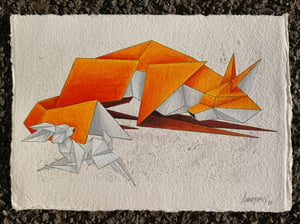Image of "Fox and hare" original watercolour 