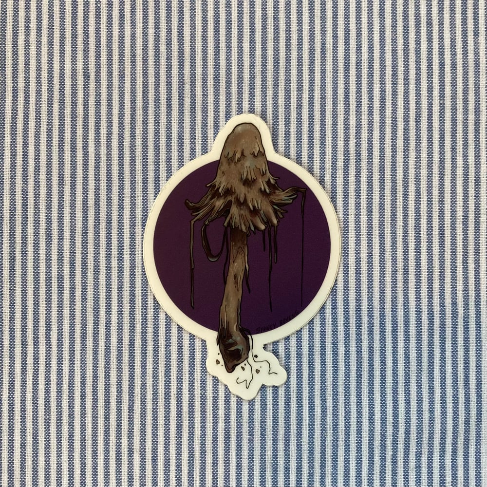 Image of Inky Cap Shaggy Mane Mushroom Sticker