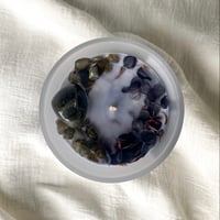 Image 1 of New Moon Labradorite Crystal Infused Black Candle