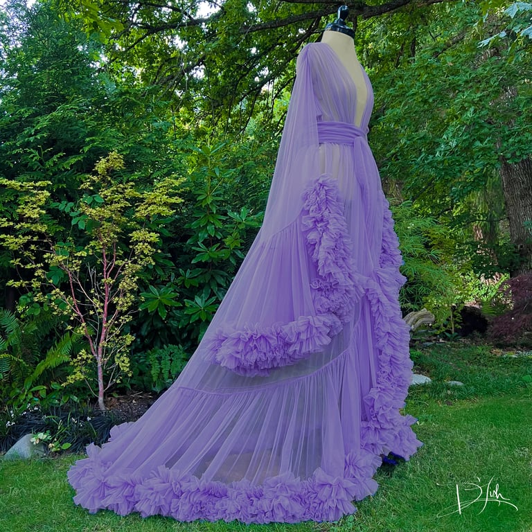 Lavender/Periwinkle Vegan "Cassandra" Dressing Gown Image 2