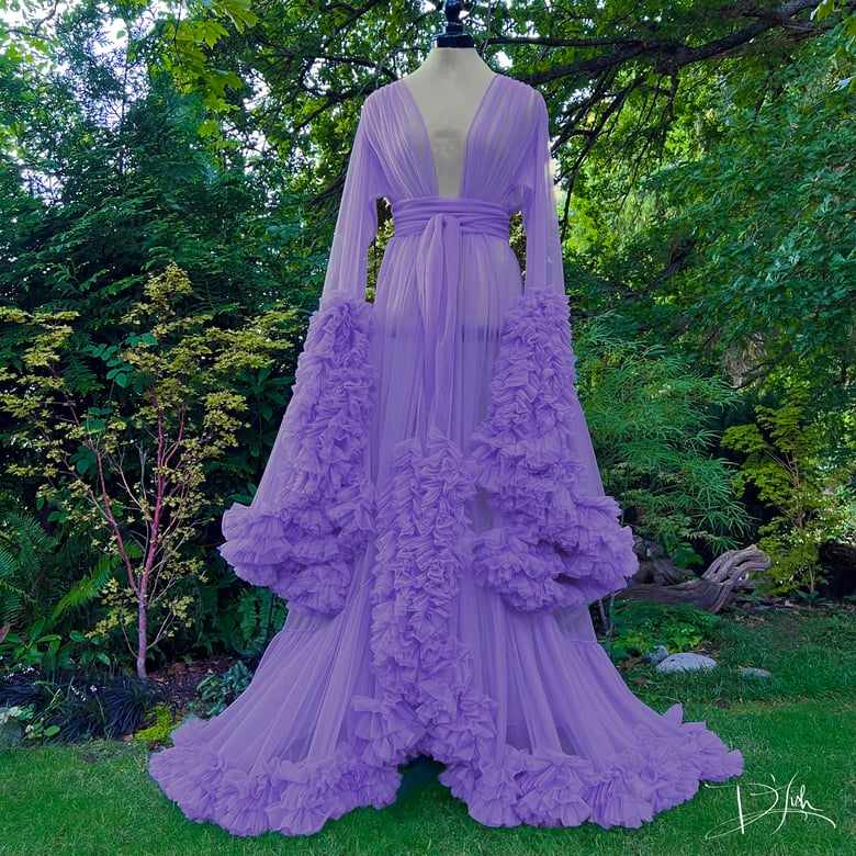 Image of Lavender/Periwinkle Vegan "Cassandra" Dressing Gown